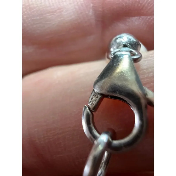 Peruvian pink opal and raspberry rhodolite garnet sterling silver necklace - Picture 5 of 9